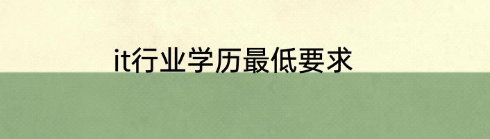 it行业学历最低要求