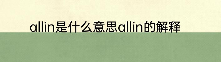 allin是什么意思allin的解释