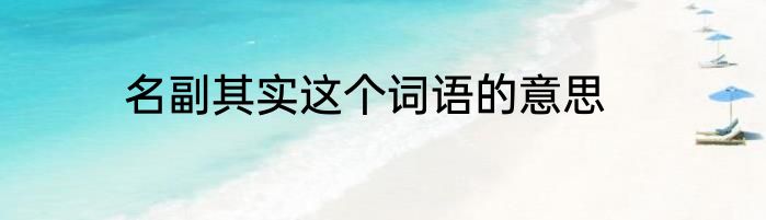 名副其实这个词语的意思