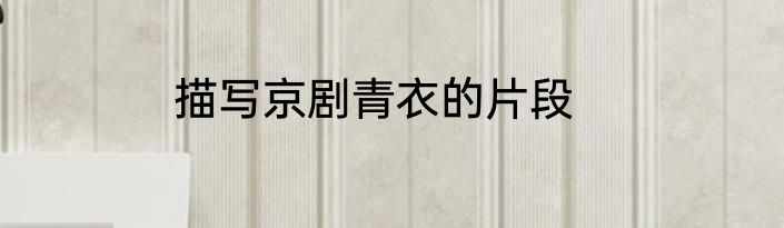 描写京剧青衣的片段