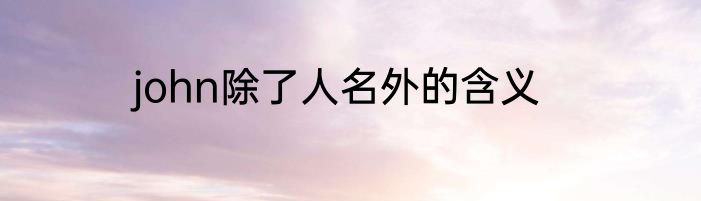 john除了人名外的含义