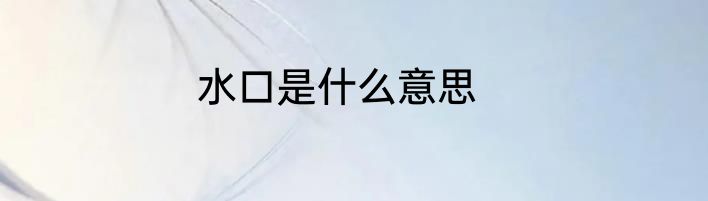 水口是什么意思