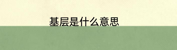 基层是什么意思