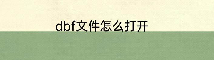 dbf文件怎么打开