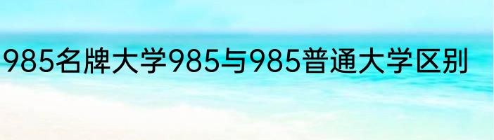 985名牌大学985与985普通大学区别
