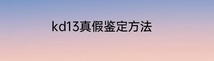 kd13真假鉴定方法