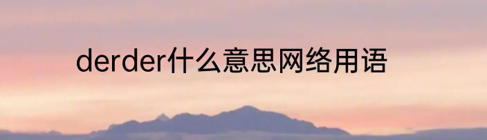 derder什么意思网络用语