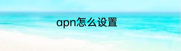 apn怎么设置