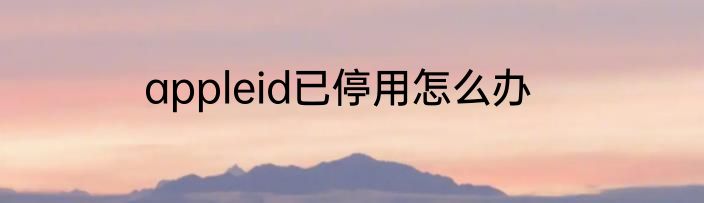appleid已停用怎么办