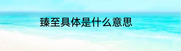 臻至具体是什么意思