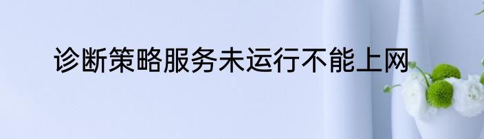 诊断策略服务未运行不能上网