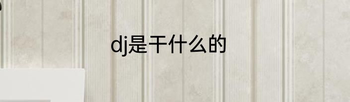 dj是干什么的