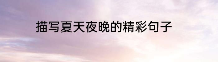 描写夏天夜晚的精彩句子
