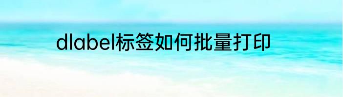 dlabel标签如何批量打印