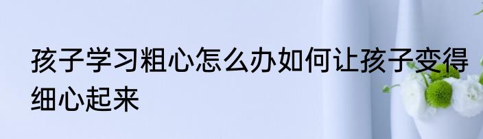 孩子学习粗心怎么办如何让孩子变得细心起来