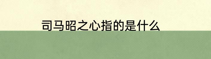 司马昭之心指的是什么