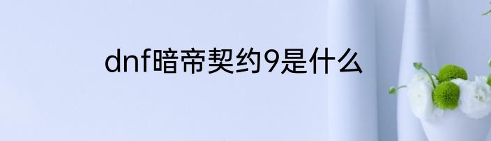 dnf暗帝契约9是什么