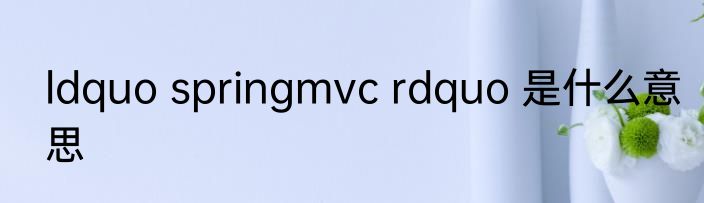 ldquo springmvc rdquo 是什么意思