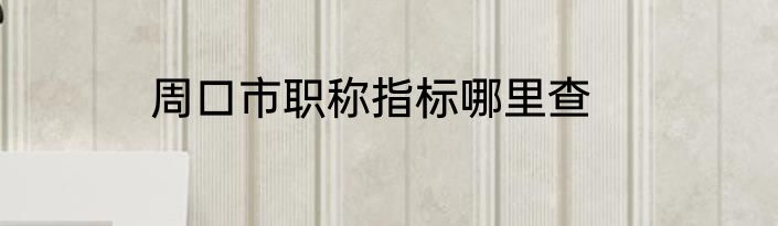 周口市职称指标哪里查