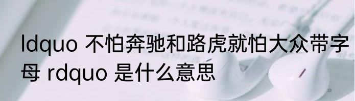 ldquo 不怕奔驰和路虎就怕大众带字母 rdquo 是什么意思