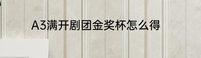 A3满开剧团金奖杯怎么得