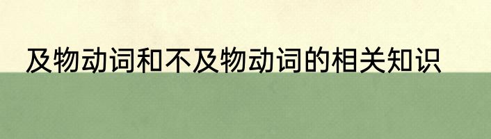 及物动词和不及物动词的相关知识