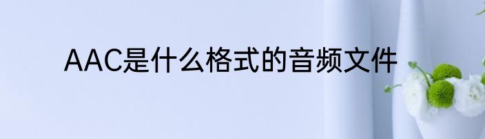 AAC是什么格式的音频文件