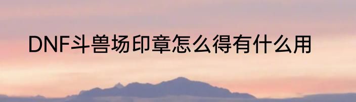 DNF斗兽场印章怎么得有什么用