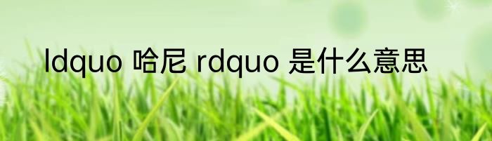 ldquo 哈尼 rdquo 是什么意思