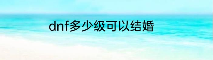 dnf多少级可以结婚