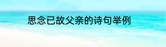 思念已故父亲的诗句举例
