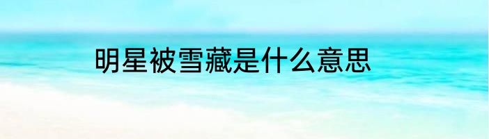 明星被雪藏是什么意思