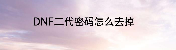 DNF二代密码怎么去掉