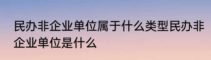民办非企业单位属于什么类型民办非企业单位是什么