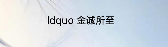 ldquo 金诚所至