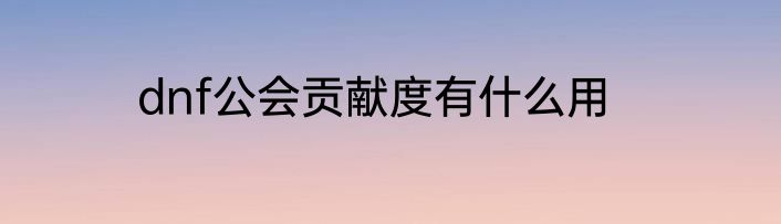 dnf公会贡献度有什么用