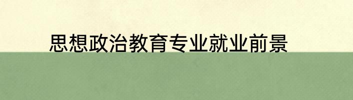 思想政治教育专业就业前景