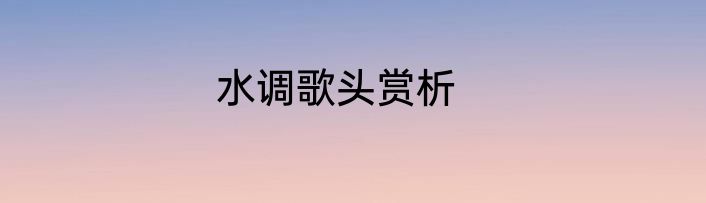 水调歌头赏析