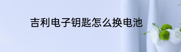 吉利电子钥匙怎么换电池