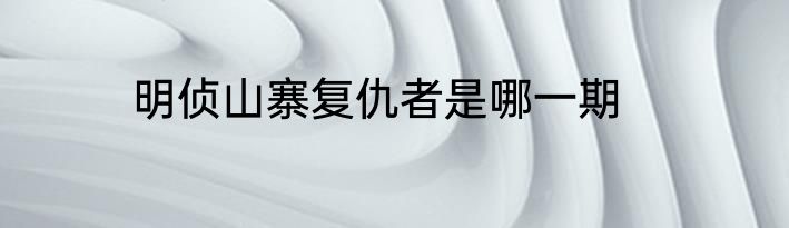 明侦山寨复仇者是哪一期