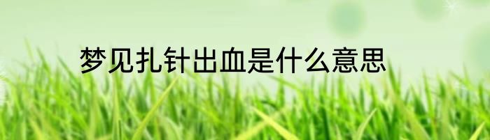 梦见扎针出血是什么意思