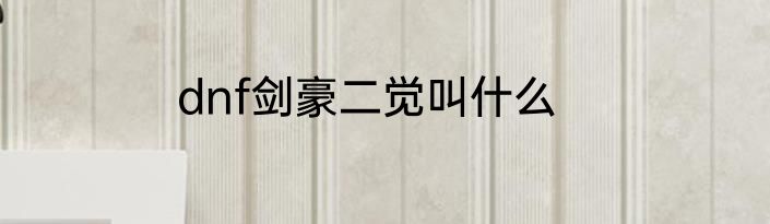 dnf剑豪二觉叫什么