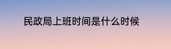 民政局上班时间是什么时候