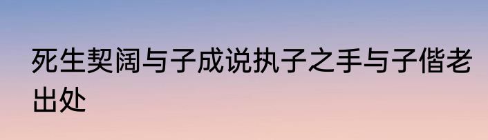 死生契阔与子成说执子之手与子偕老出处