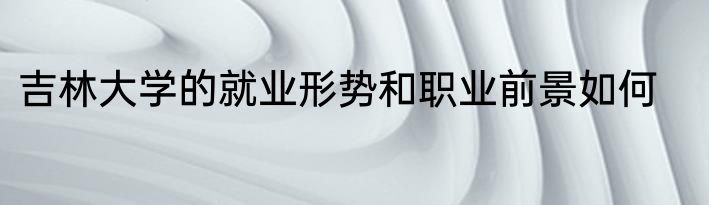 吉林大学的就业形势和职业前景如何