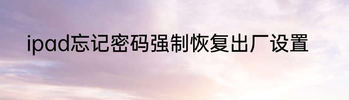 ipad忘记密码强制恢复出厂设置