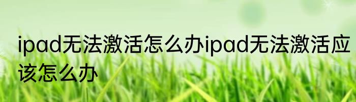 ipad无法激活怎么办ipad无法激活应该怎么办