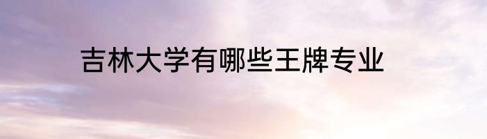 吉林大学有哪些王牌专业