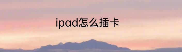 ipad怎么插卡