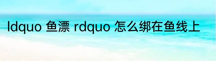 ldquo 鱼漂 rdquo 怎么绑在鱼线上